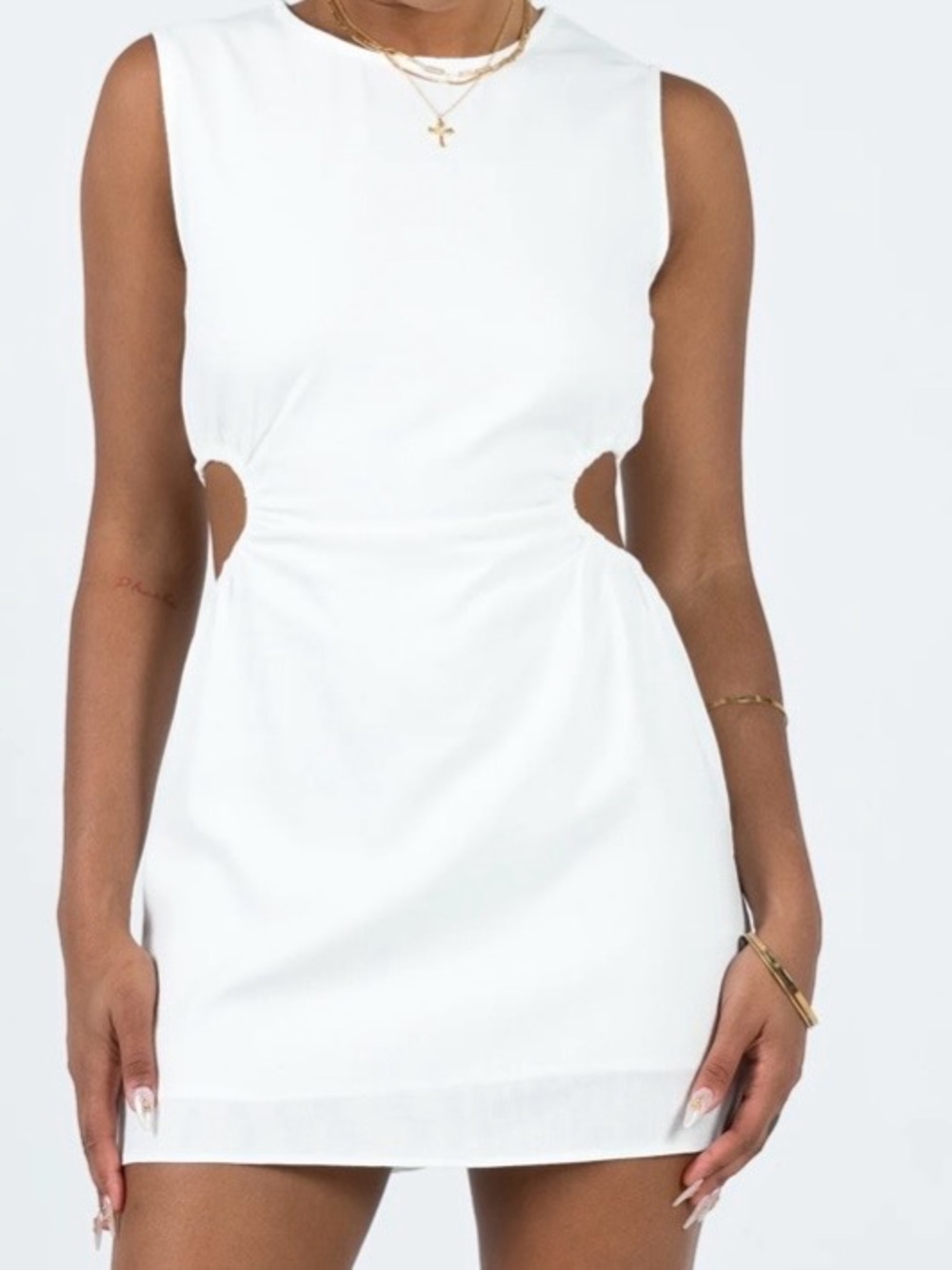Princess Polly White Sleeveless Cutout Mini Dress